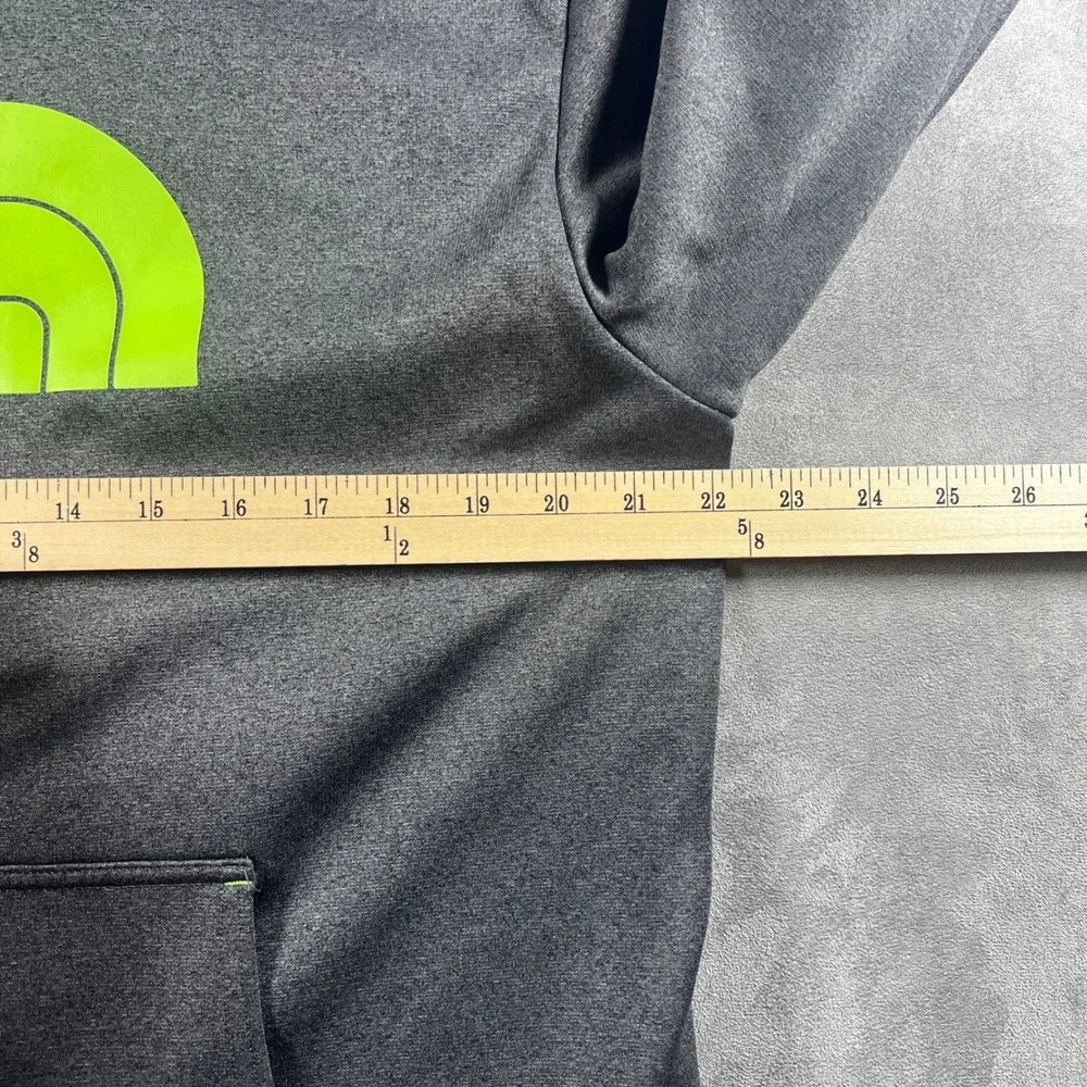 The North Face Mens Hoodie Large Grey Neon Green‎ Pullover Sweatshirt A2HG